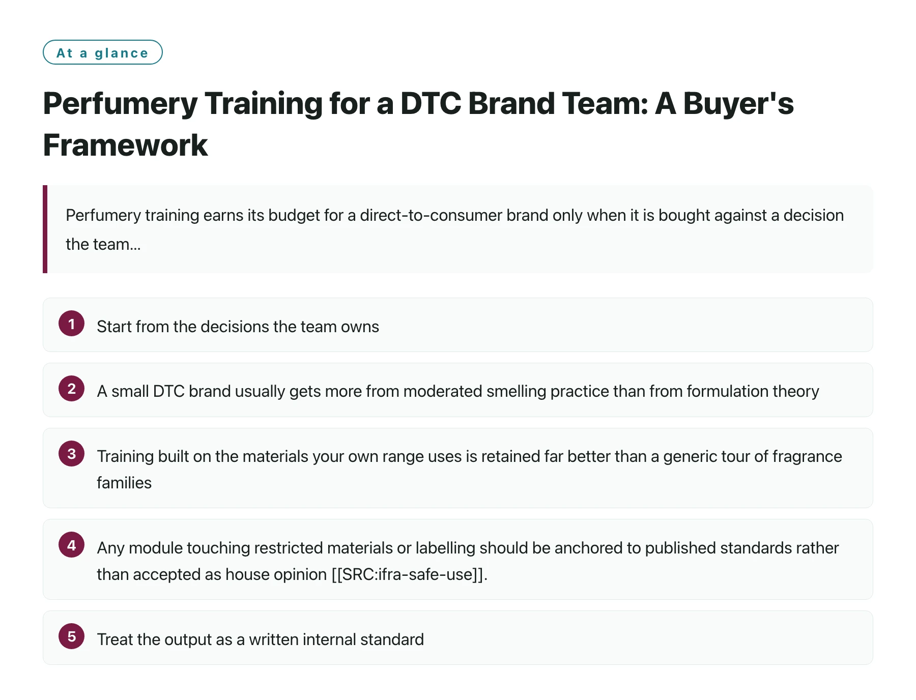 Perfumery Training for a DTC Brand Team: A Buyer's Framework——全文要点速览